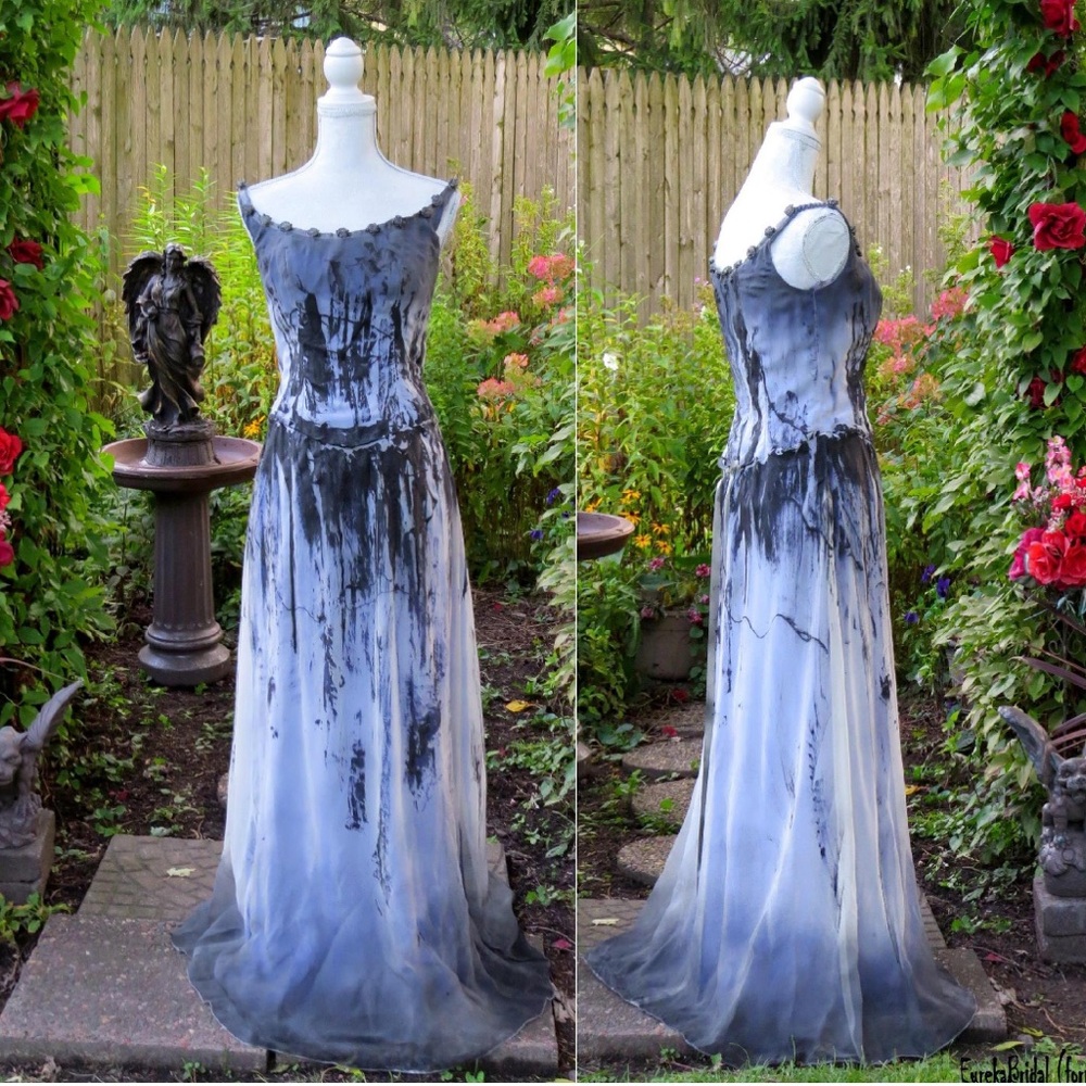 Zombie Gothic Bride Black and Gray Wedding Dress